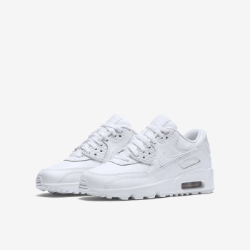 Nike Air Max 90 Leather - Nagyobb Gyerek Utcai Cipő - Fehér/Fehér